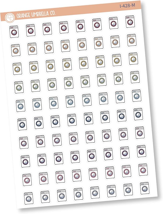 Laundry Icon Planner Stickers | Washing Machine Icon Chore Labels | Cleaning by Orange+Umbrella+Co
