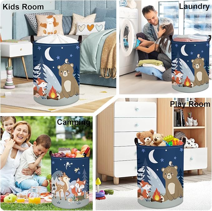 Night Camping Laundry Hamper Picnic Large Storage Basket Bonfire Collapsible - Image 7