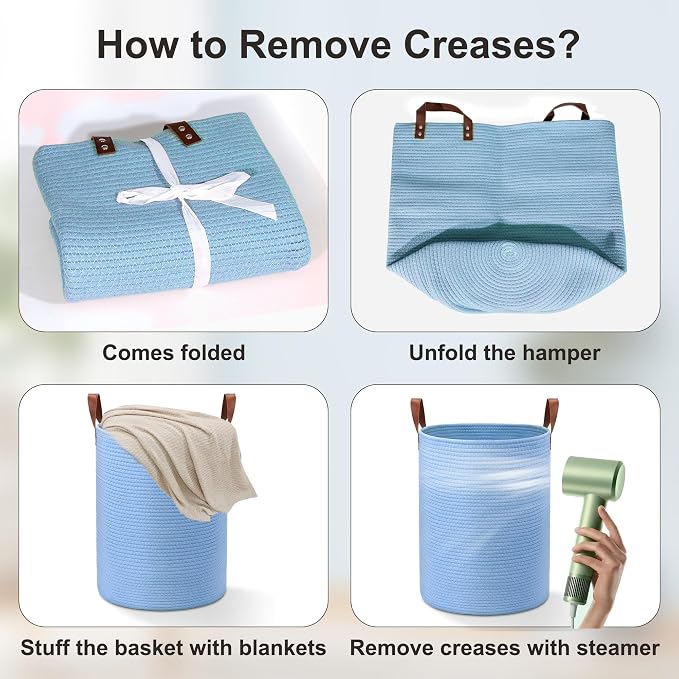 80L Large Rope Basket, Woven Rope Storage Basket - Image 8