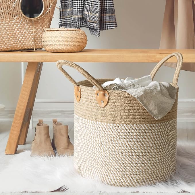 CHICVITA Large Wicker Jute Woven Storage Basket - Image 3