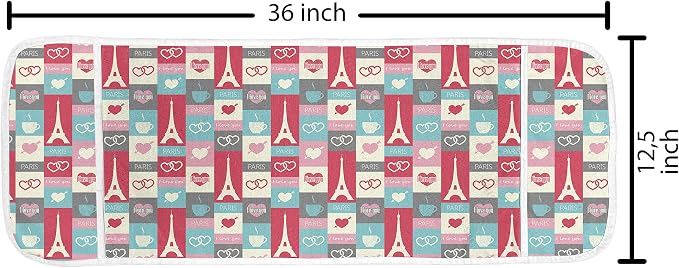 Ambesonne Paris Microwave Oven Cover, Coffee and Love Eiffel Tower in Squared - Image 2