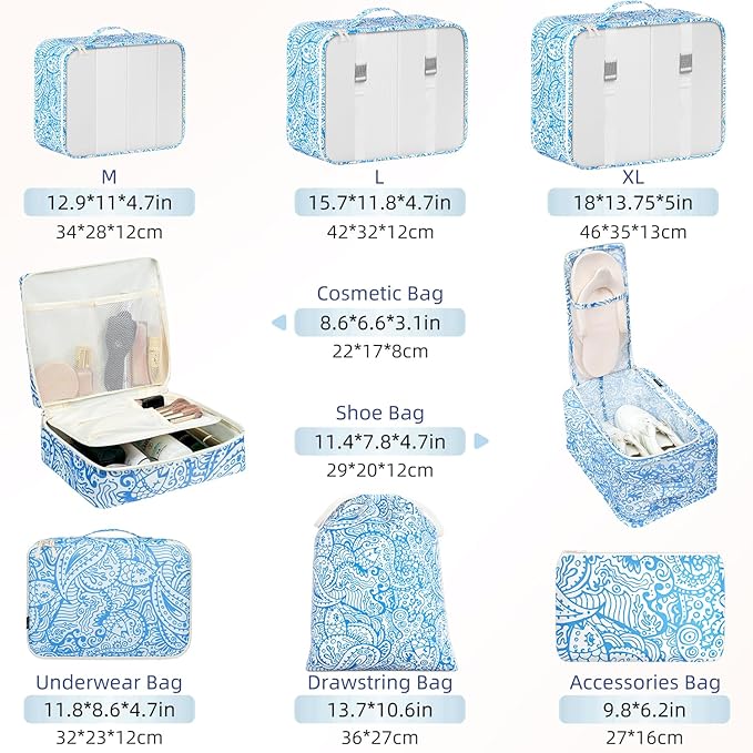 BAGAIL 8 Set Packing Cubes Luggage Packing Organizers - Image 2
