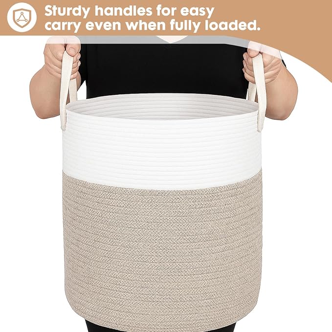 ShellKingdom Laundry Basket, Large Natural Rope Woven Storage Basket - Image 6
