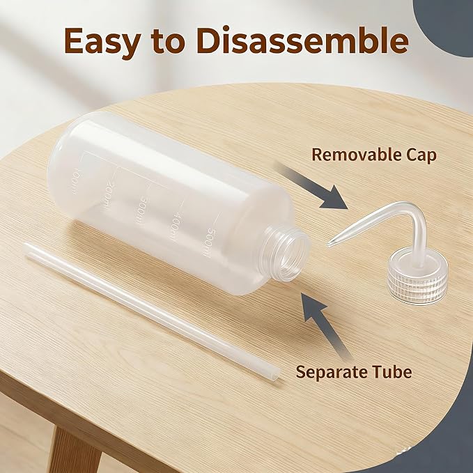 2Pcs 500ml/17.6oz White Translucent Plastic Graduated Squeeze Washing Bottles - Image 5