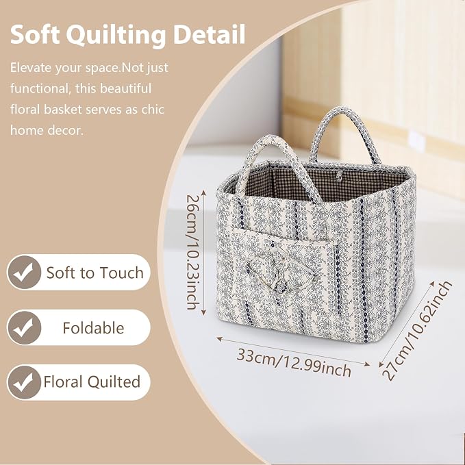 Storage Basket Boho Fabric Large Collapsible Floral Laundry Nursery Hamper - Image 6