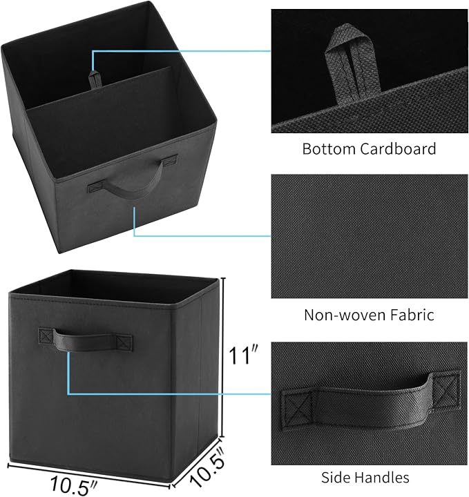 MAX Houser Fabric Cloth Storage Bins, Foldable Storage Cubes Organizer Baskets - Image 3