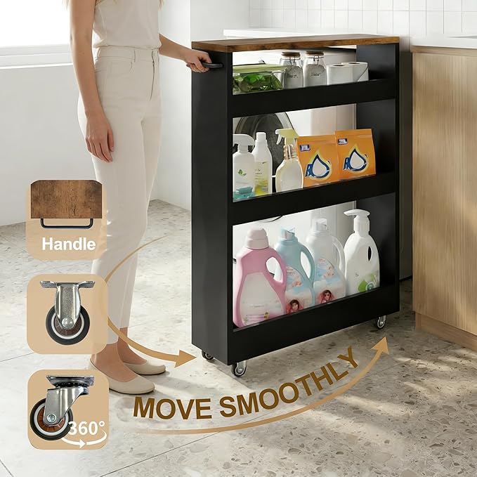 TEAMIX 4 Tier Slim Rolling Storage Cart - Image 3