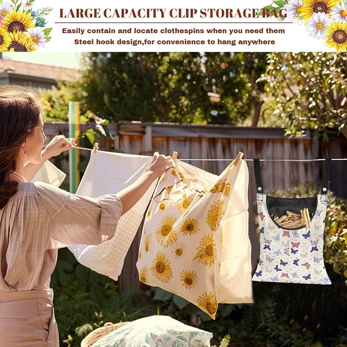 Cartoon Butterfly Clothespin Bag Hanging Storage Organizer - Image 6