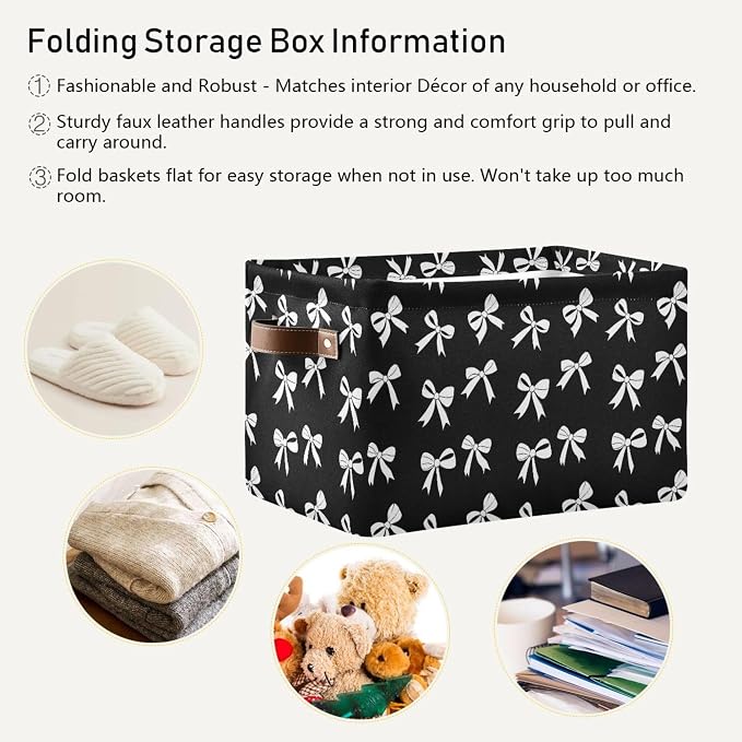 Wamika Black White Bow Storage Basket - Image 4