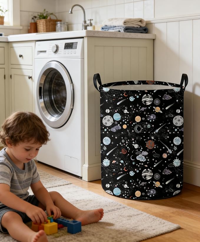 Moon and Stars Laundry hamper Baby Laundry Hamper Collapsible Canvas Waterproof - Image 3