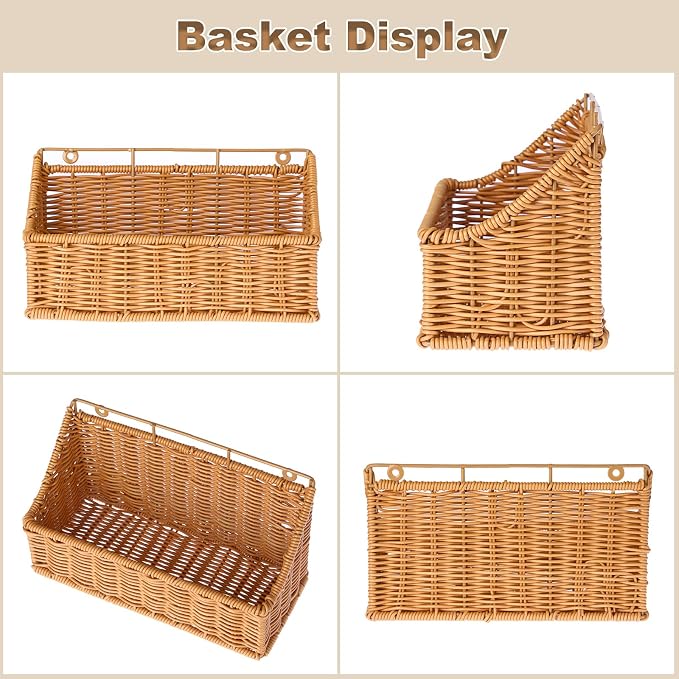 OwnMy 2PCS Plastic Wicker Hanging Basket Wall Mount Storage Baskets - Image 5