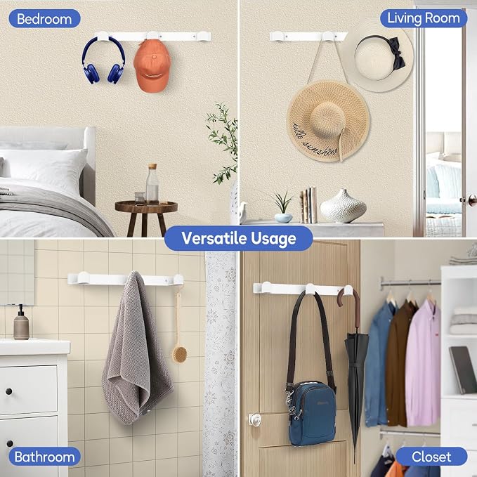 KIMBORA 4 Packs Hat Rack for Wall, Hat Organizer for Baseball Caps Holds 36 pcs - Image 7
