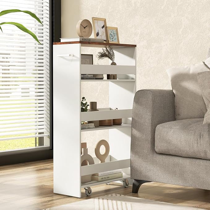 Slim Storage Rolling Cart, 4-Tier Side Out Shelving Unit - Image 9