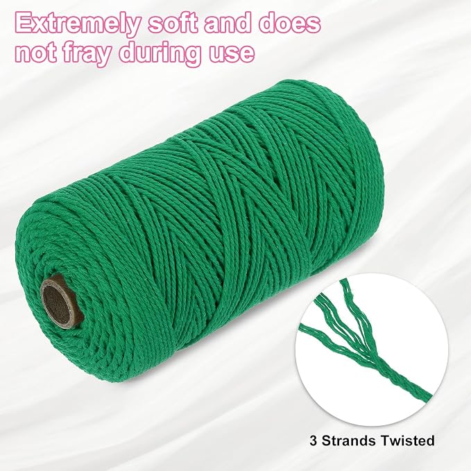 HARFINGTON Natural Macrame Cord 2mm x 220 Yards 3 Strand Twisted Cotton Macrame - Image 3