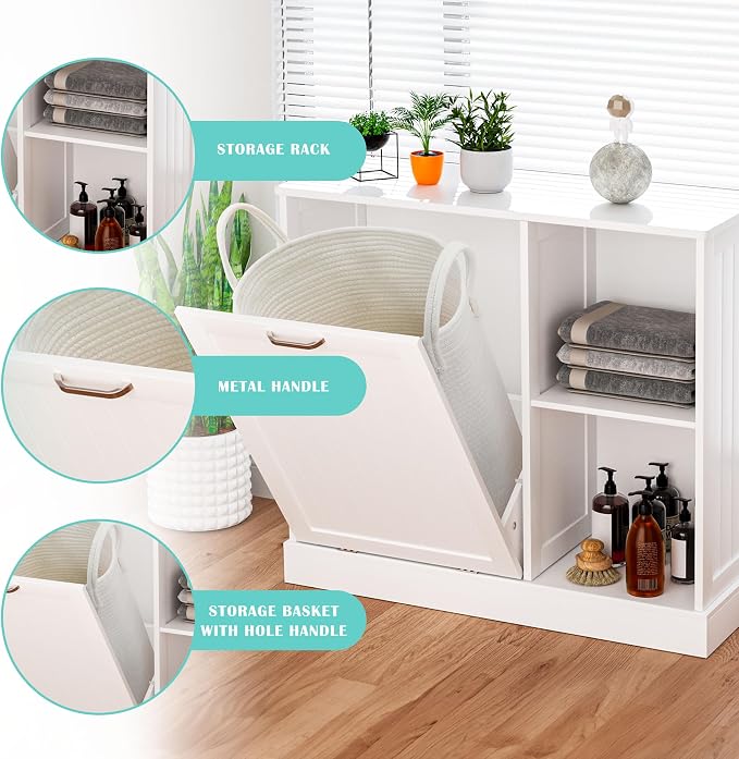 GAZHOME Tilt Out Laundry Hamper Cabinet - Image 4