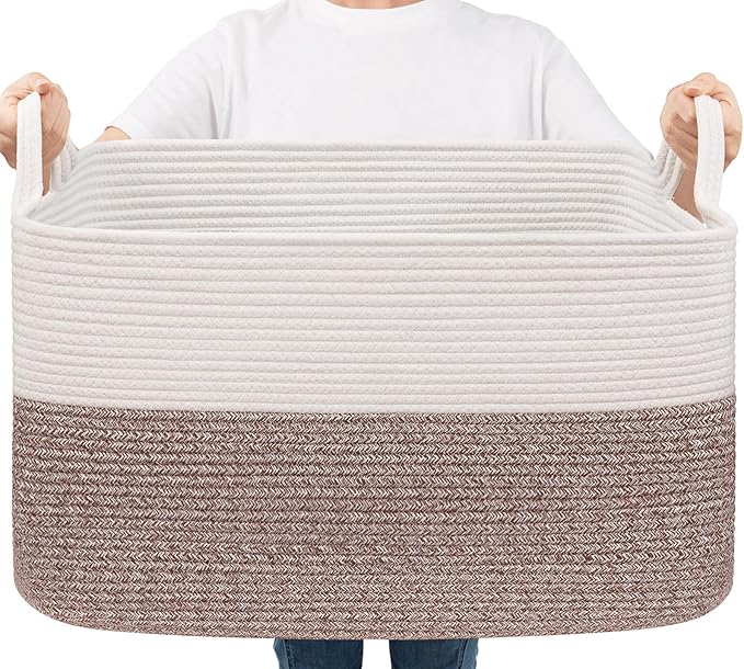 Goodpick Large Woven Blanket Basket 21.6" x 14.9" x 11.8" Storage Baskets by Goodpick