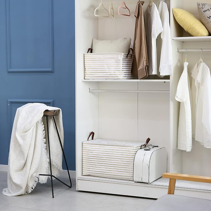 Hinwo 70L Extra Large Storage Bins, Foldable Clothes Storage Baskets - Image 3