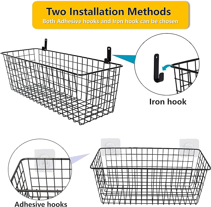 Joben Oligey 3 Set Hanging Wall Baskets, Wire Basket - Image 5