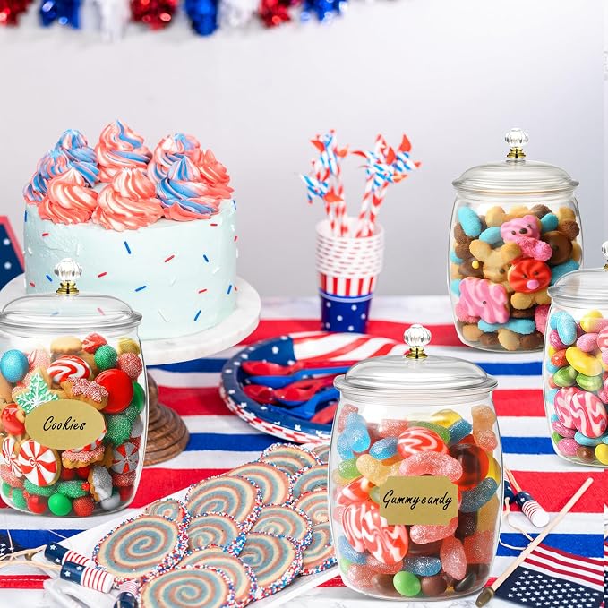 4 Pcs Candy Jars with Lids, Plastic Cookie Storage Jar Airtight Food Storage - Image 8