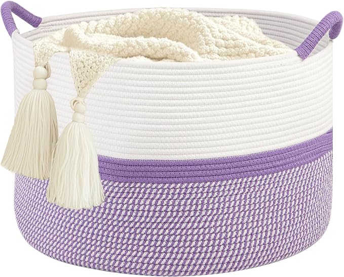 Large Cotton Rope Storage Basket, Blanket Organization by Hobasket
