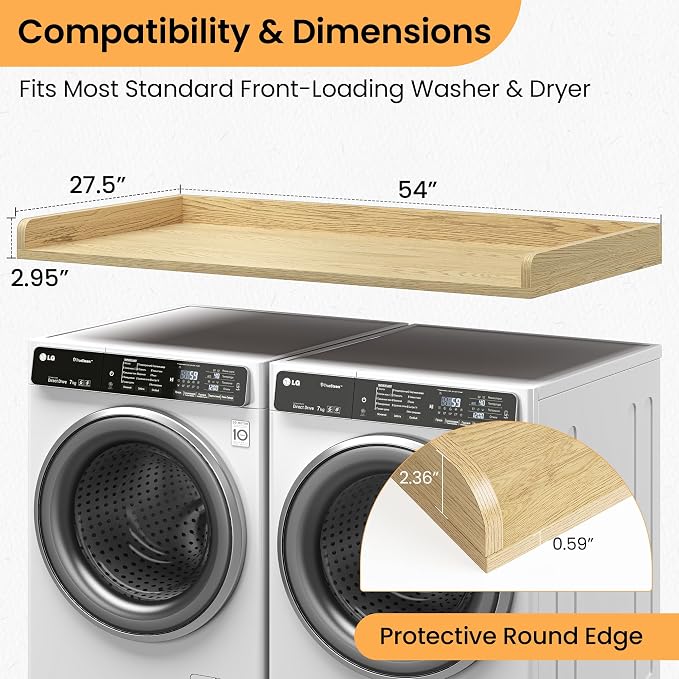 Washer Dryer Countertop, 27.5"x54" Wood Washer and Dryer Countertop - Image 3