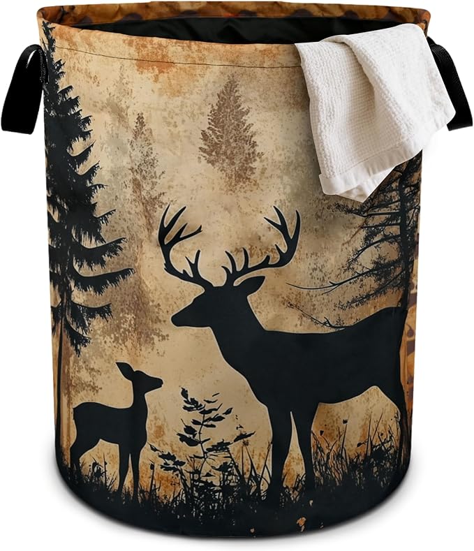 Forest Deer Laundry Basket Laundry Hamper by bassyilCustomizedforlife