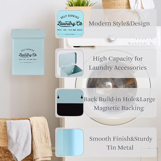 Magnetic Lint Bin for Laundry Room, Metal Trash Can - Image 4