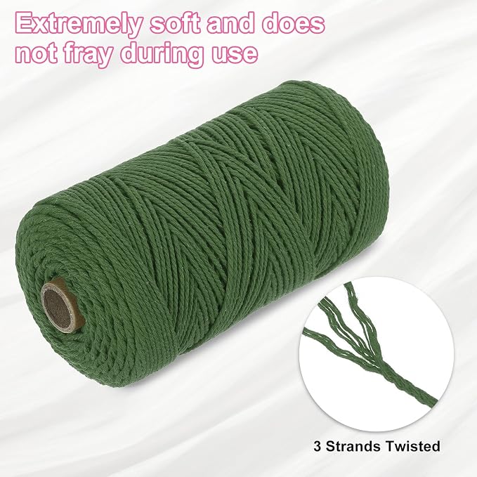 HARFINGTON Natural Macrame Cord 2mm x 220 Yards 3 Strand Twisted Cotton Macrame - Image 3