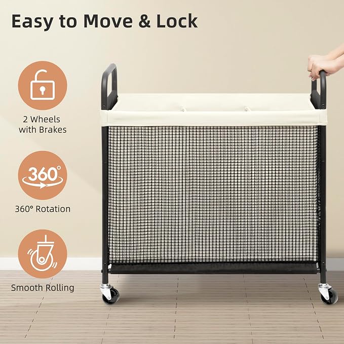 STORAGE MANIAC Rolling Laundry Hamper - Image 6