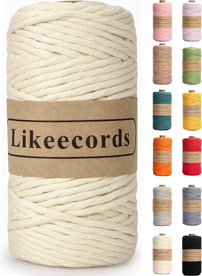 4mm Single Strand Macrame Cord Rope 80m Handmade Decorations Softer Natural by Likeecords