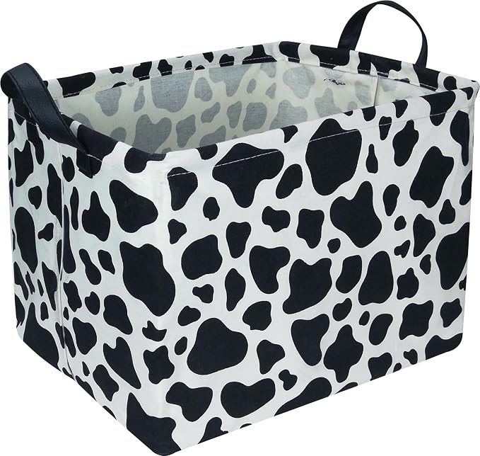 Rectangular Cow Storage Basket, Waterproof Cowprint Box by NTAOHAMPER
