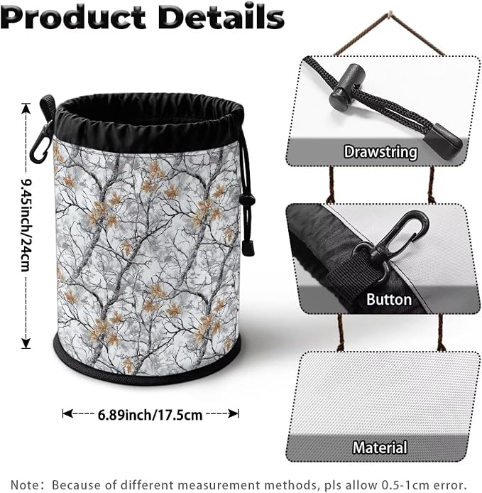 Clothespin Storage Bag with Hooks & Drawstring Closure Bare Branch Leaf Space - Image 7