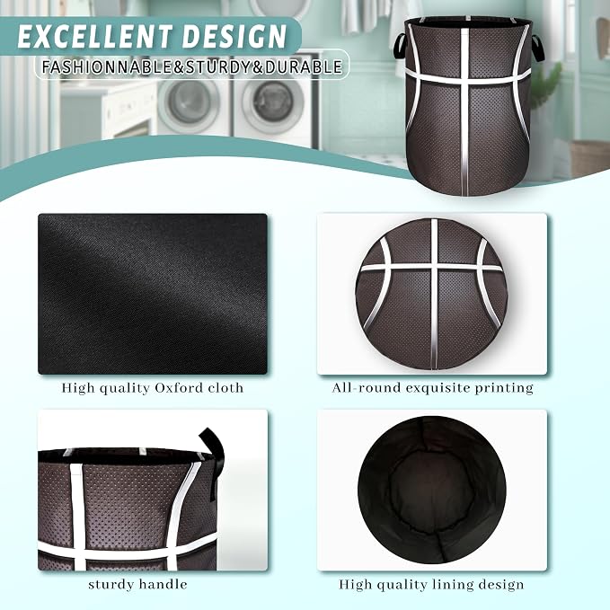 Basketball Texture Laundry Hamper Funny Ball Laundry Basket - Image 4