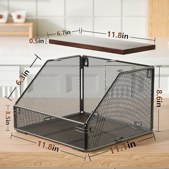 Stackable Fruit Basket for Kitchen Countertop Space Saving, Wall Mounted Mesh - Image 2