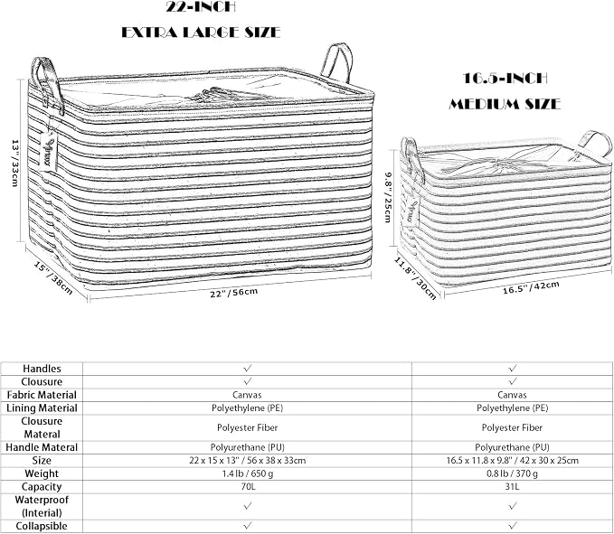 Hinwo 31L Large Storage Bins, Closet Organizers and Storage, Shelf Baskets - Image 5