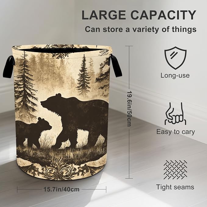 Bear Laundry Basket Storage Bin Foldable Laundry Hamper Clothes Storage Bucket - Image 3