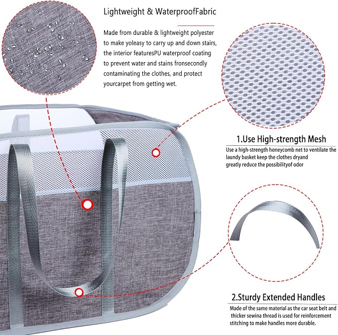 Pop-Up Laundry Basket，collapsible Mesh Laundry Hamper– - Image 6