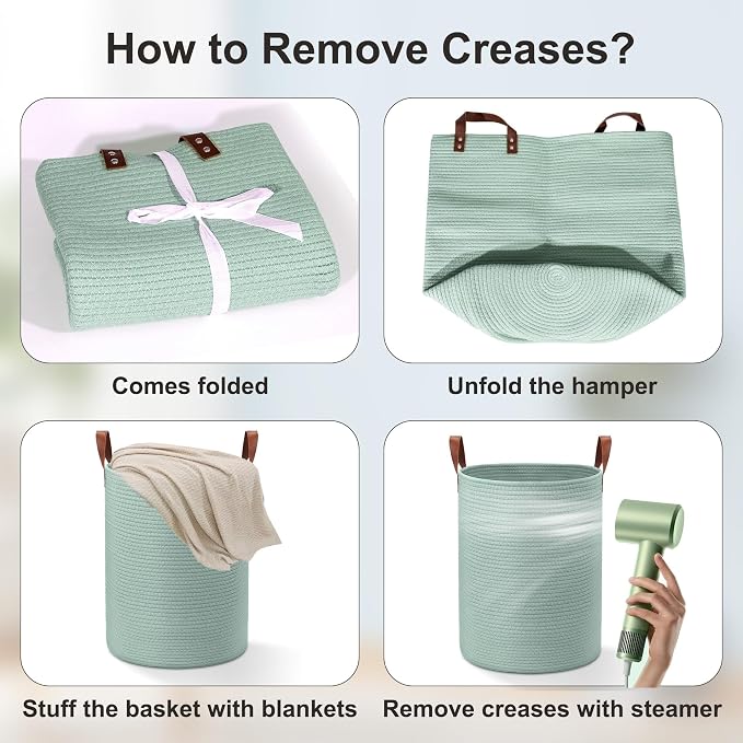80L Large Rope Basket, Woven Rope Storage Hamper - Image 8