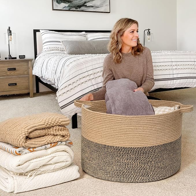 Goodpick Extra Large Wicker Storage Basket, 83L Woven Blanket Storage - Image 2