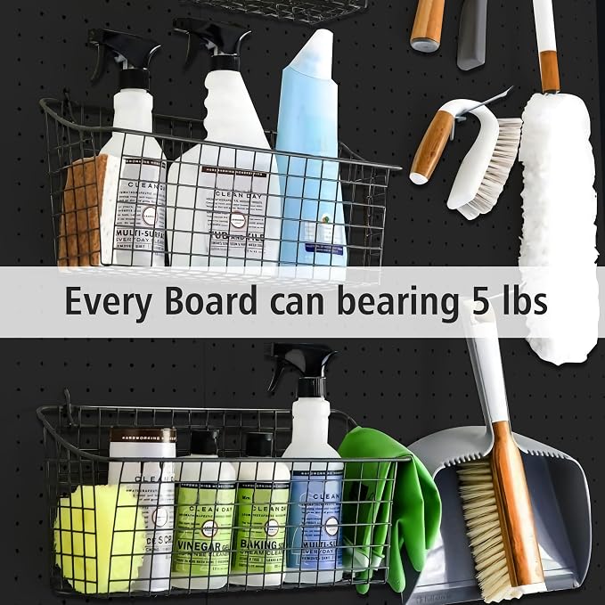 4Pcs Peg Board, ABS Pegboard for Craft Room Garage Kitchen Workshop, ABS Peg - Image 7