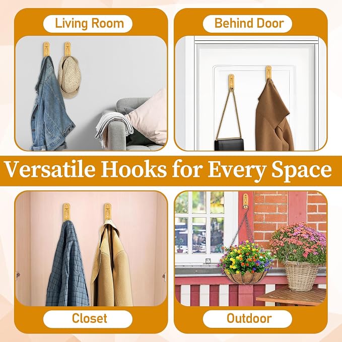 6 Pcs Gold Folding Wall Hooks, Heavy Duty Folding Coat Hooks - Image 6