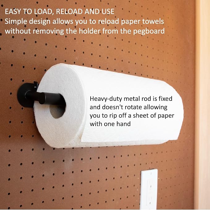 Peg Board Paper Towel Holder for Pegboard, Peg Board Accessory Kit - Image 3