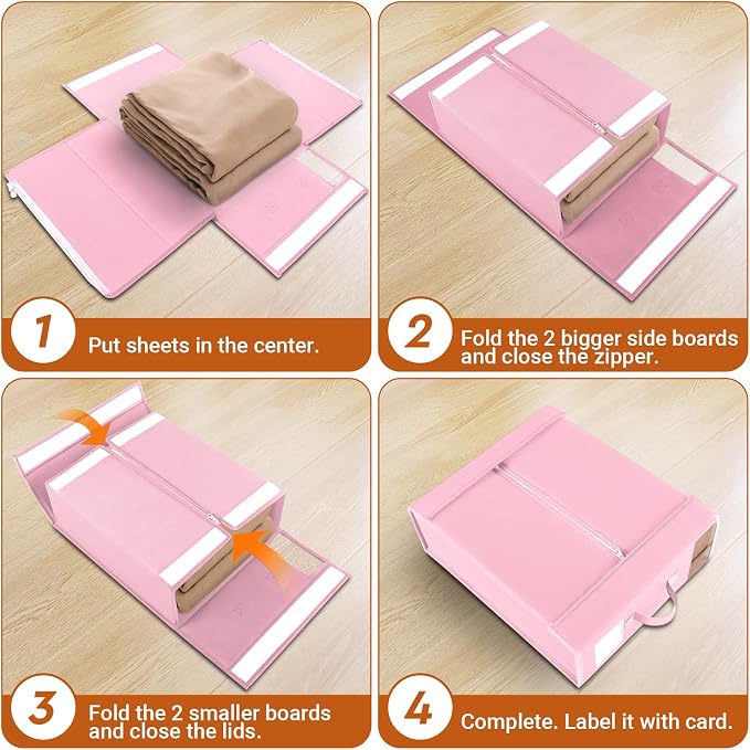 2 Pack Bed Sheet Closet Organizers and Storage, Sturdy Foldable Storage - Image 4