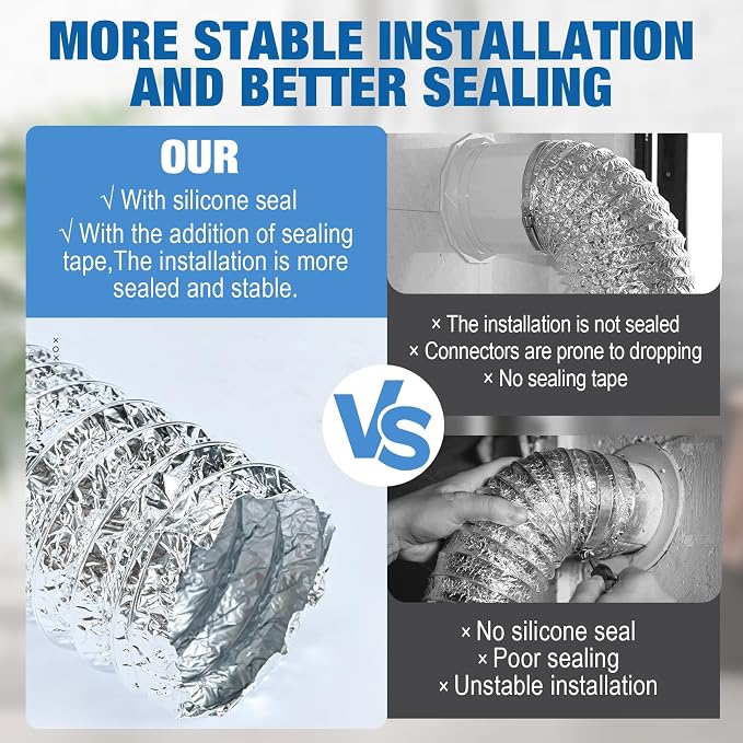 4 Inch Silver Dryer Vent Hose for Tight Space Includes 2 90-degree Dryer Vent - Image 5