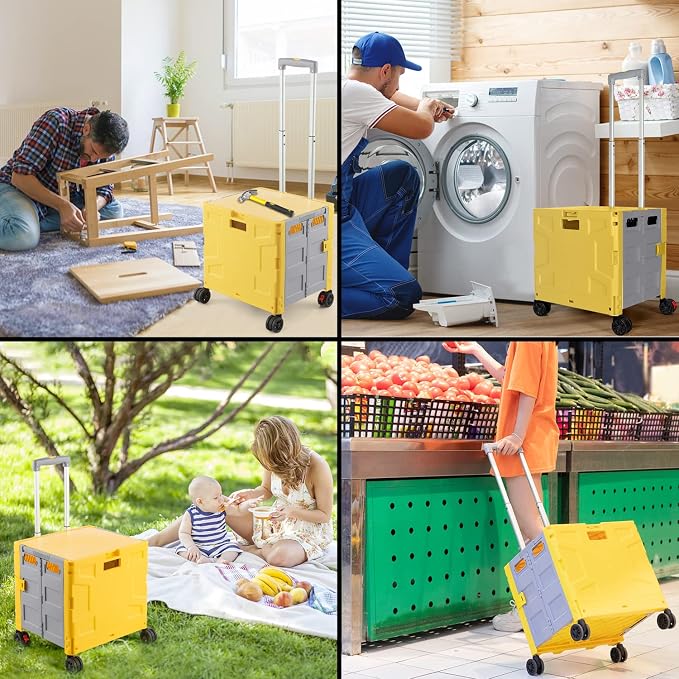 Foldable Shopping Utility Cart Portable Rolling Crate Handcart - Image 3
