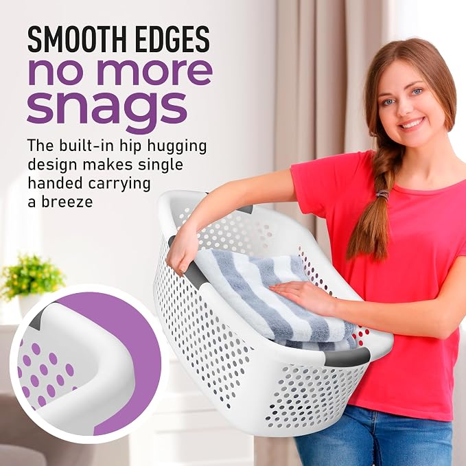 Superio Perforated Plastic Laundry Basket, 54 Liter, Dotted Design - Image 6