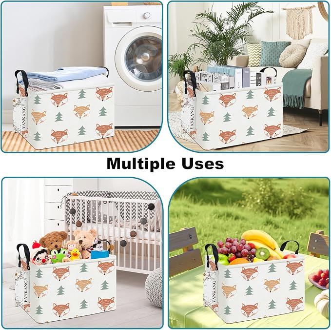 FANKANG Storage Bins, Nursery Hamper Canvas Laundry Basket Foldable - Image 6
