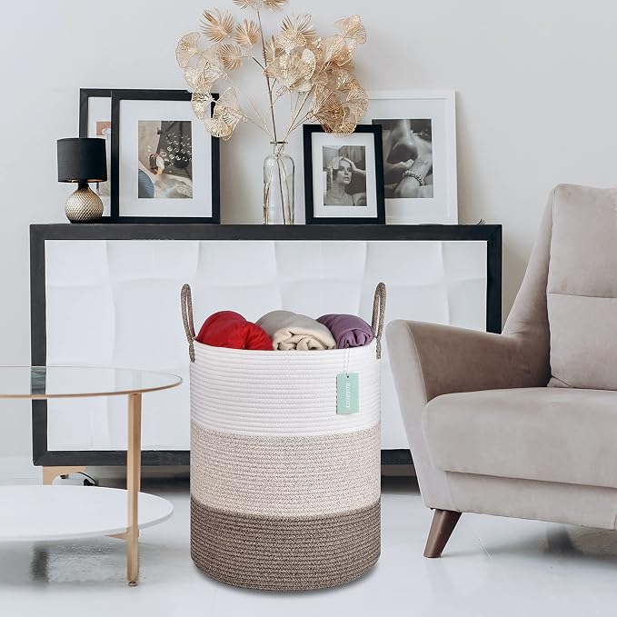 Large Blanket Basket, Tall Laundry Basket 65L, Nursery Hamper - Image 5