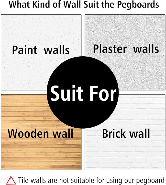 6Pcs Peg Board, Peg Board Wall Organizer Panels, ABS Pegboard - Image 5