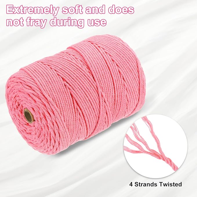 HARFINGTON Natural Macrame Cord 3mm x 328 Yards 4 Strand Twisted Cotton Macrame - Image 3